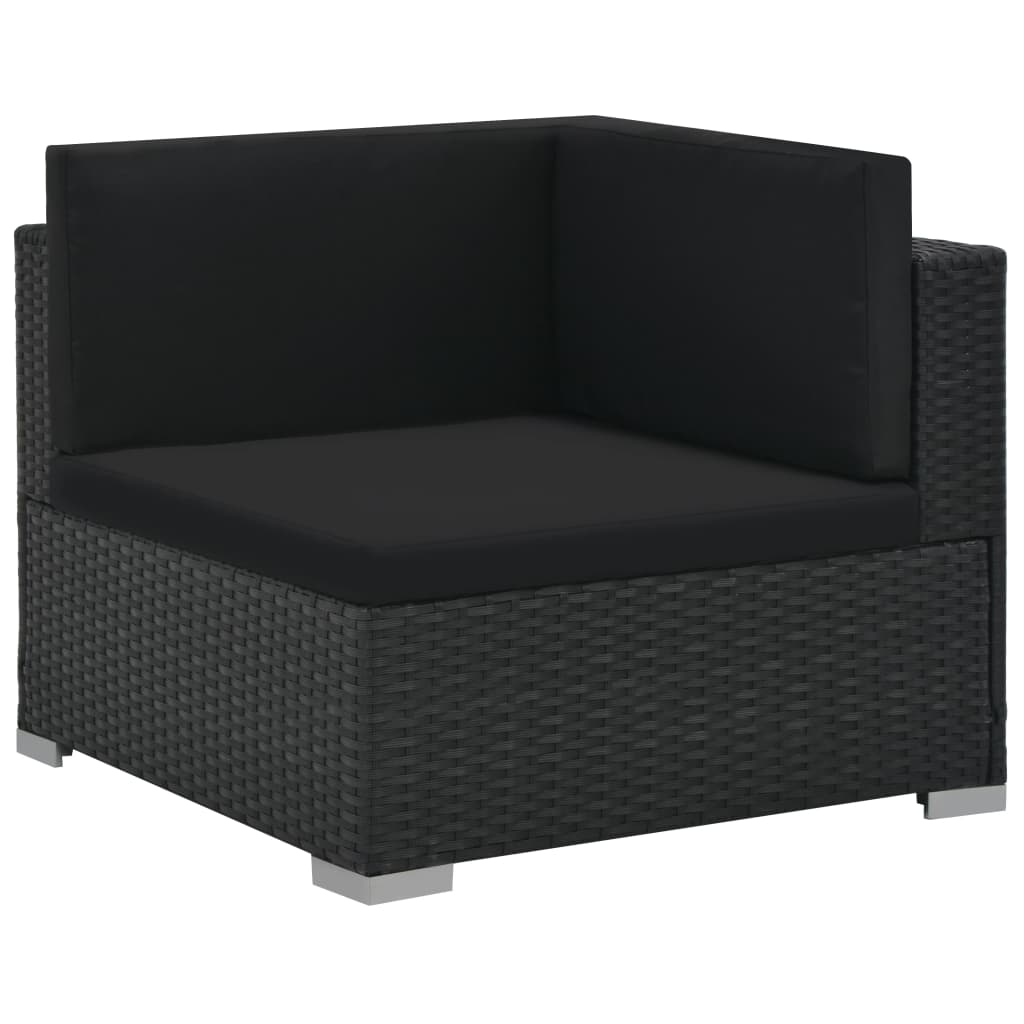 Set Divani da Giardino 6 pz con Cuscini in Polyrattan Nero 44595