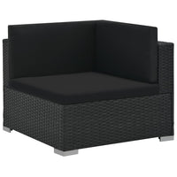 Set Divani da Giardino 6 pz con Cuscini in Polyrattan Nero 44595