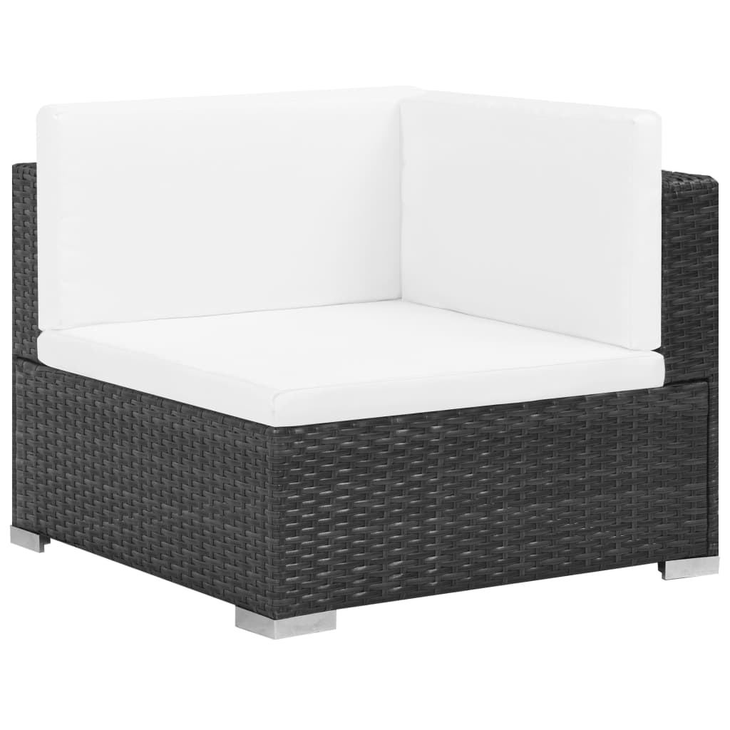 Set Divani da Giardino 7 pz con Cuscini in Polyrattan Nero 44599