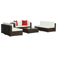 Set Divani da Giardino 7 pz con Cuscini in Polyrattan Marrone 44600