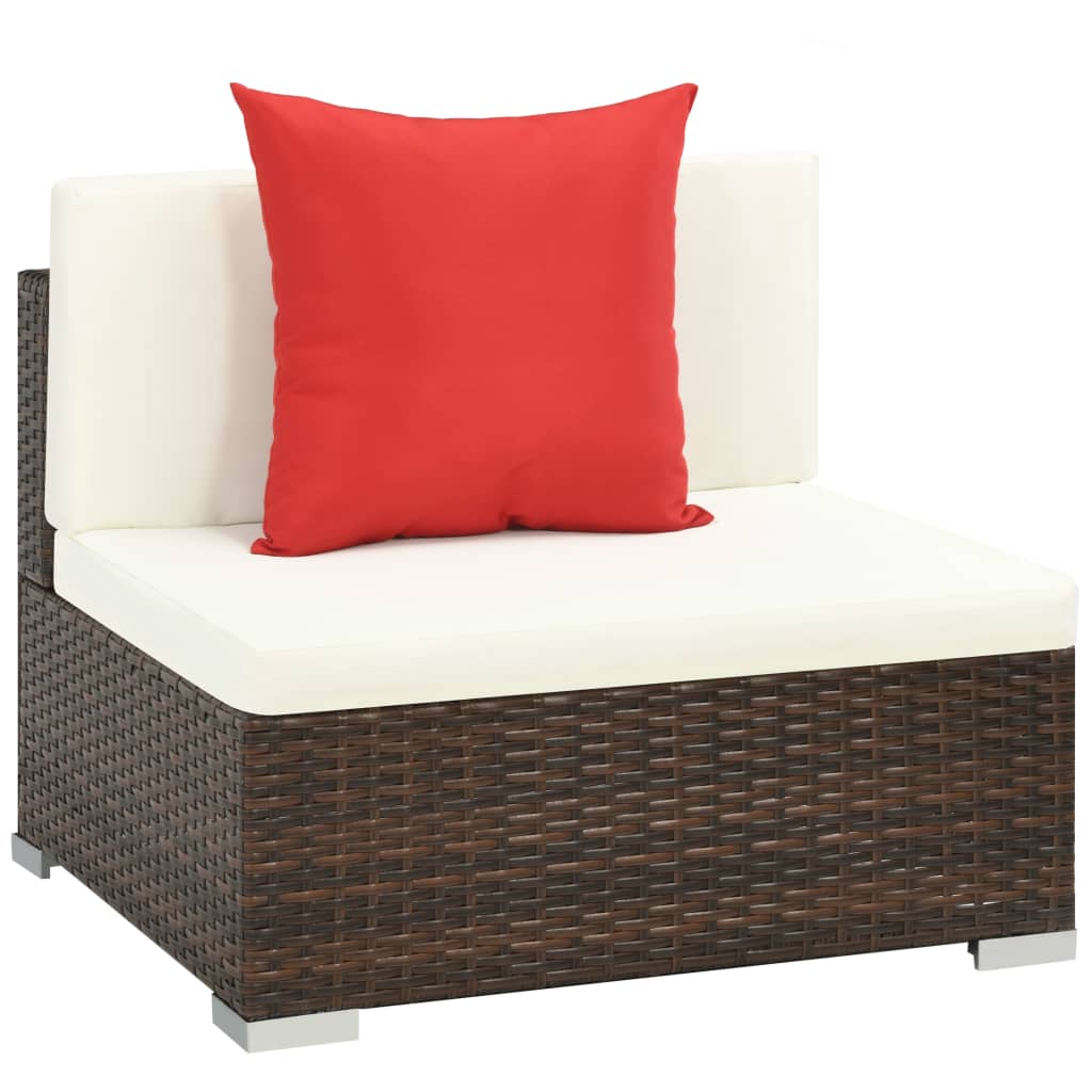 Set Divani da Giardino 7 pz con Cuscini in Polyrattan Marrone cod mxl 35366