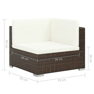 Set Divani da Giardino 7 pz con Cuscini in Polyrattan Marrone cod mxl 35366