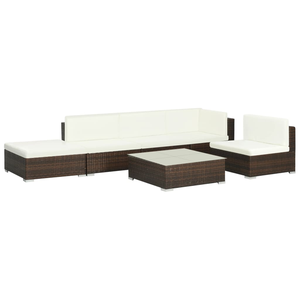 Set Divani da Giardino 6 pz con Cuscini in Polyrattan Marrone cod mxl 34851