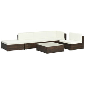 Set Divani da Giardino 6 pz con Cuscini in Polyrattan Marrone cod mxl 34851