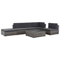 Set Divani da Giardino 6 pz con Cuscini in Polyrattan Grigio 44604