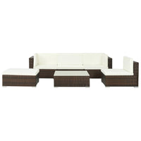 Set Divani da Giardino 6 pz con Cuscini in Polyrattan Marrone cod mxl 34621