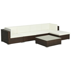 Set Divani da Giardino 6 pz con Cuscini in Polyrattan Marrone cod mxl 34621