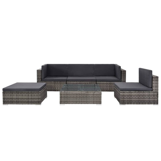 Set Divani da Giardino 6 pz con Cuscini in Polyrattan Grigio cod mxl 39944