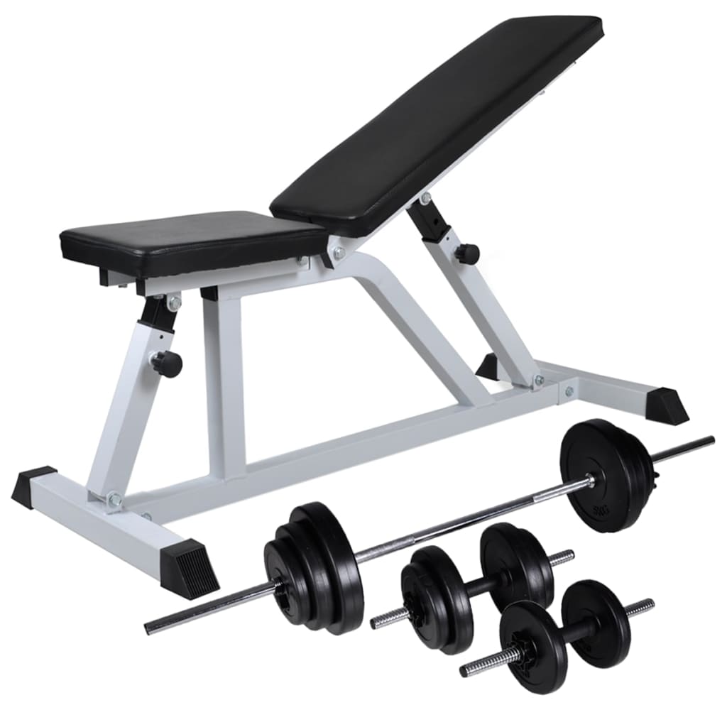 Panca da Palestra con Bilanciere e Set di Manubri 30,5 kg cod mxl 54517