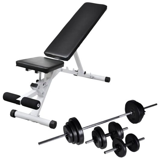 Panca da Palestra con Bilanciere e Set di Manubri 30,5 kg cod mxl 54515