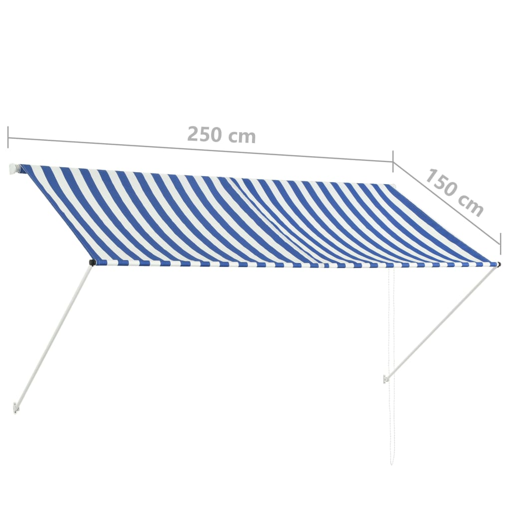 Tenda da Sole Retrattile 250x150 cm Blu e Bianco cod mxl 23459