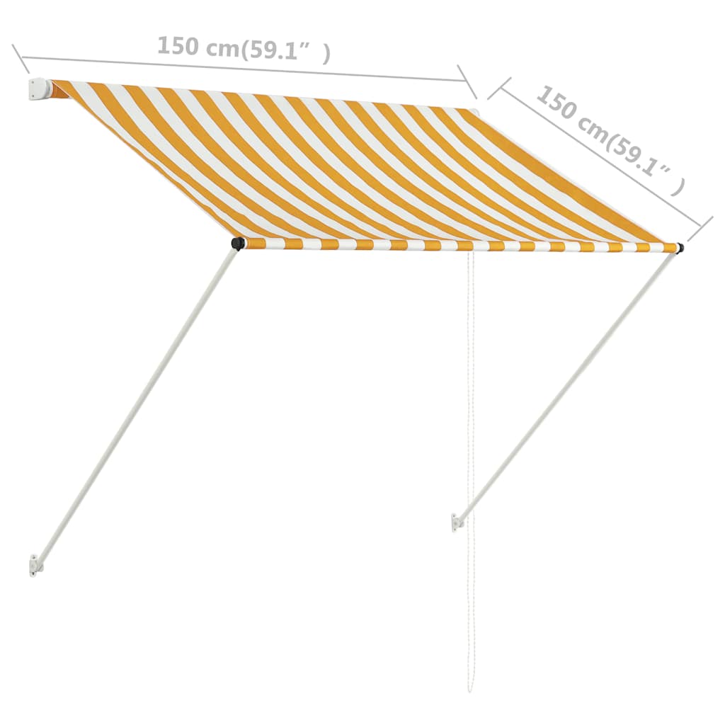 Tenda da Sole Retrattile 150x150 cm Giallo e Bianco 143752