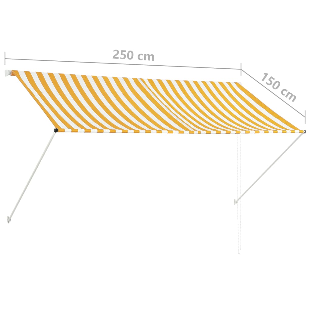 Tenda da Sole Retrattile 250x150 cm Giallo e Bianco