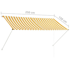 Tenda da Sole Retrattile 250x150 cm Giallo e Bianco