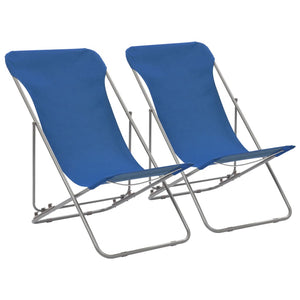 Sedie da Spiaggia Pieghevoli 2 pz Acciaio e Tessuto Oxford Blu 44358