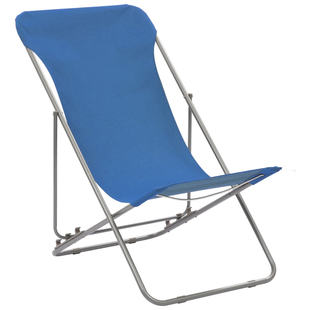 Sedie da Spiaggia Pieghevoli 2 pz Acciaio e Tessuto Oxford Blu 44358