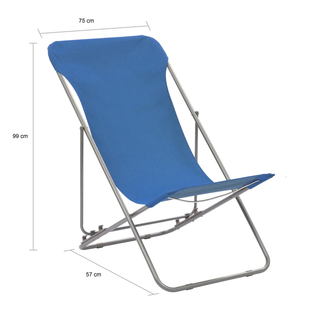 Sedie da Spiaggia Pieghevoli 2 pz Acciaio e Tessuto Oxford Blu 44358