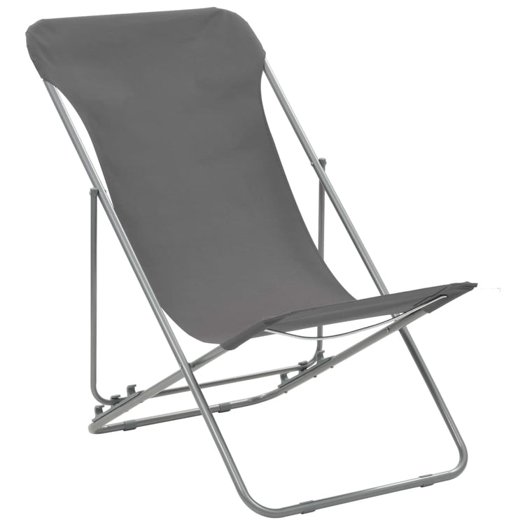 Sedia da Spiaggia Pieghevole 2 pz Acciaio Tessuto Oxford Grigio cod mxl 11877