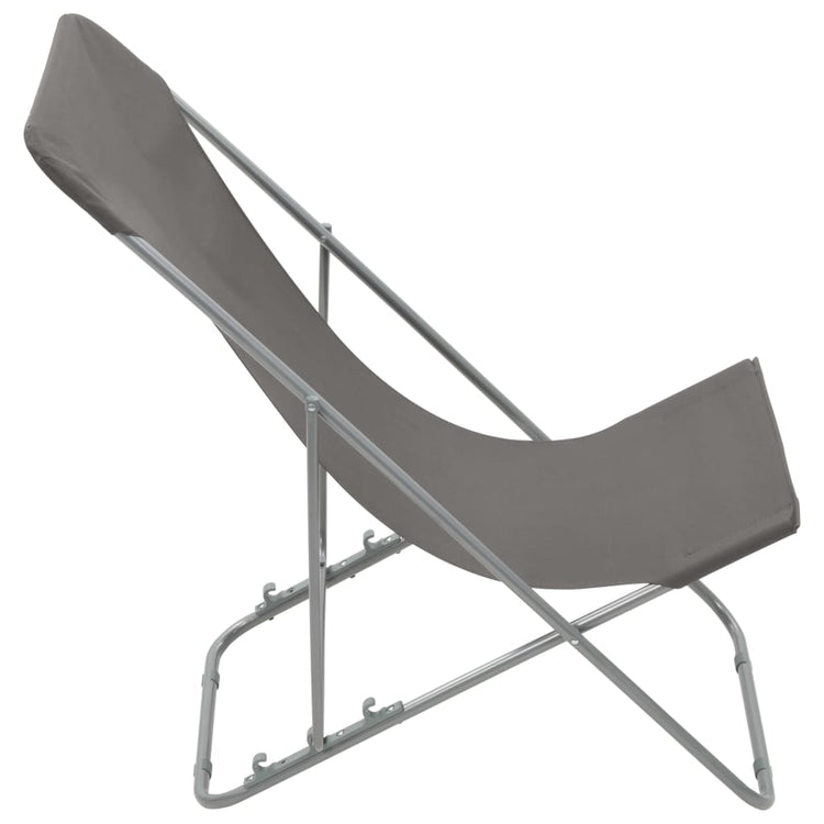 Sedia da Spiaggia Pieghevole 2 pz Acciaio Tessuto Oxford Grigio 44361