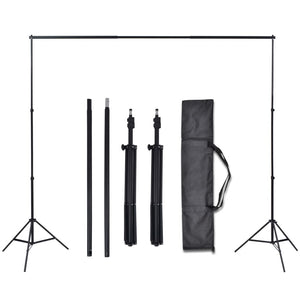 Kit Studio Foto 3 Fondali in Cotone con Telaio Regolabile 3x3 m 275418