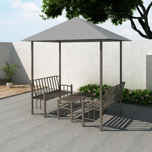 Padiglione Giardino con Tavolo e Panche 2,5x1,5x2,4m Antracite cod mxl 66061