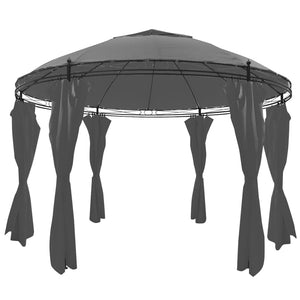 Gazebo Rotondo con Tende 3,5 x 2,7 m Antracite 44762