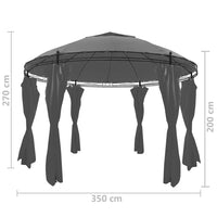 Gazebo Rotondo con Tende 3,5 x 2,7 m Antracite 44762