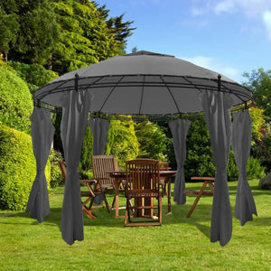 Gazebo Rotondo con Tende 3,5 x 2,7 m Antracite 44762