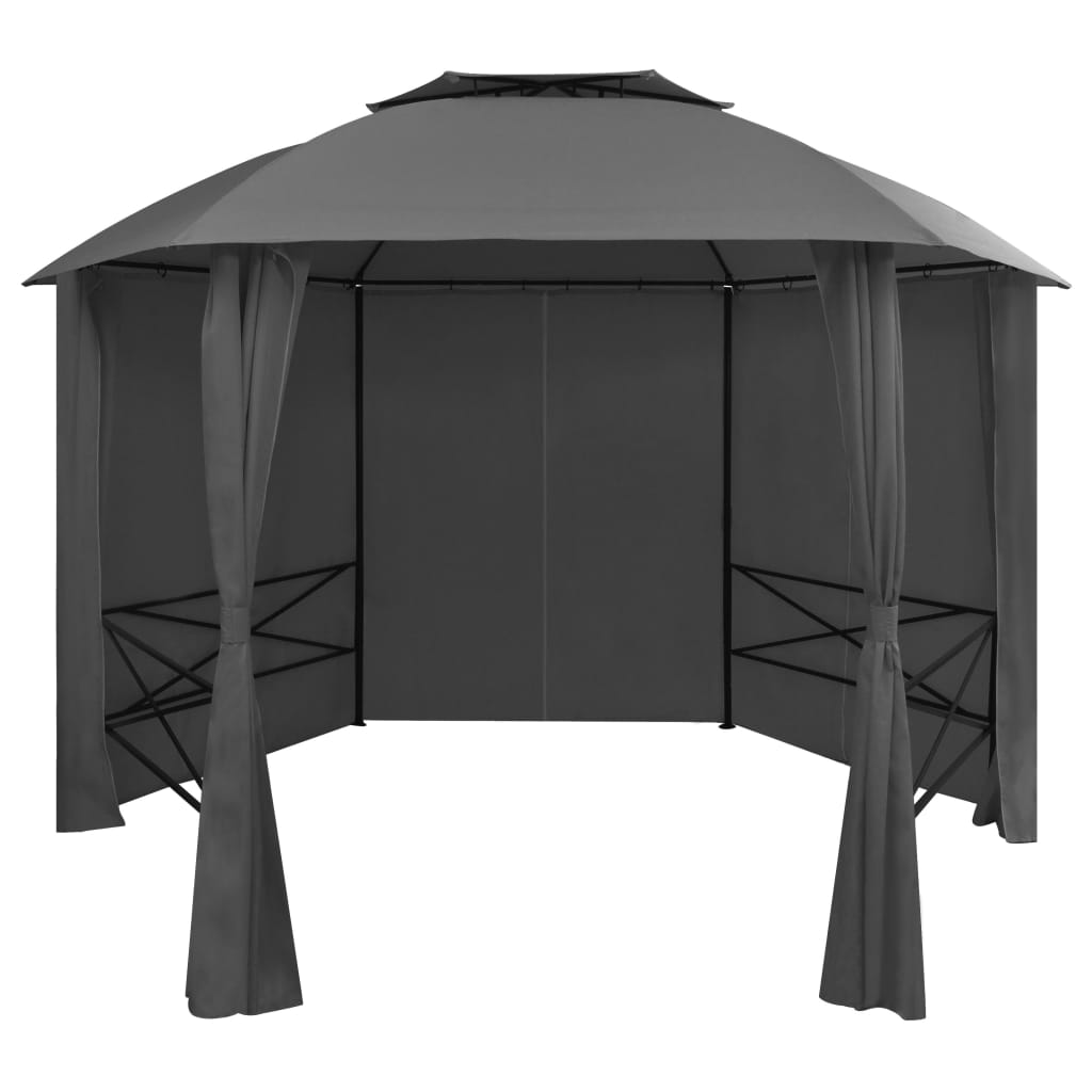 Gazebo Padiglione da Giardino con Tende Esagonale 360x265 cm cod mxl 66292