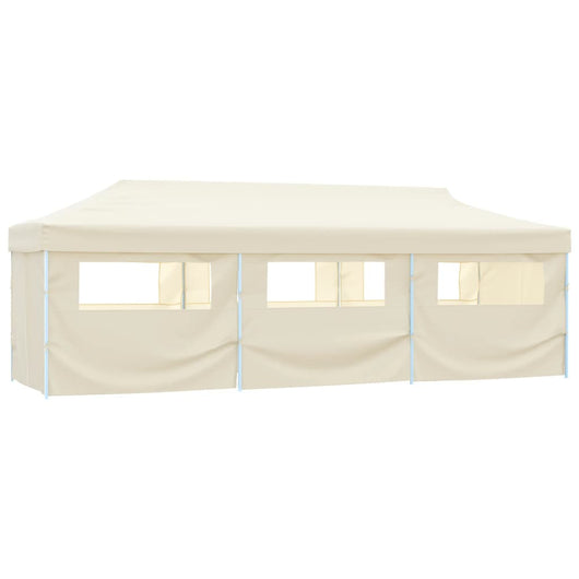 Tenda Pieghevole Pop-Up con 8 Pareti Laterali 3x9 m Crema 44976