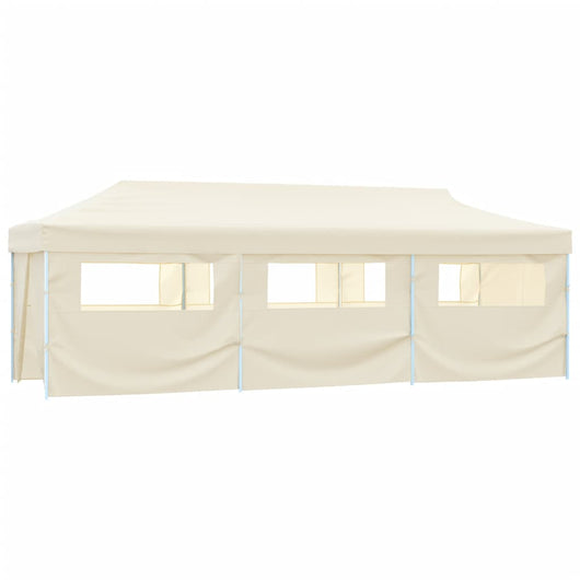 Tenda Pieghevole Pop-Up con 8 Pareti Laterali 3x9 m Crema 44976