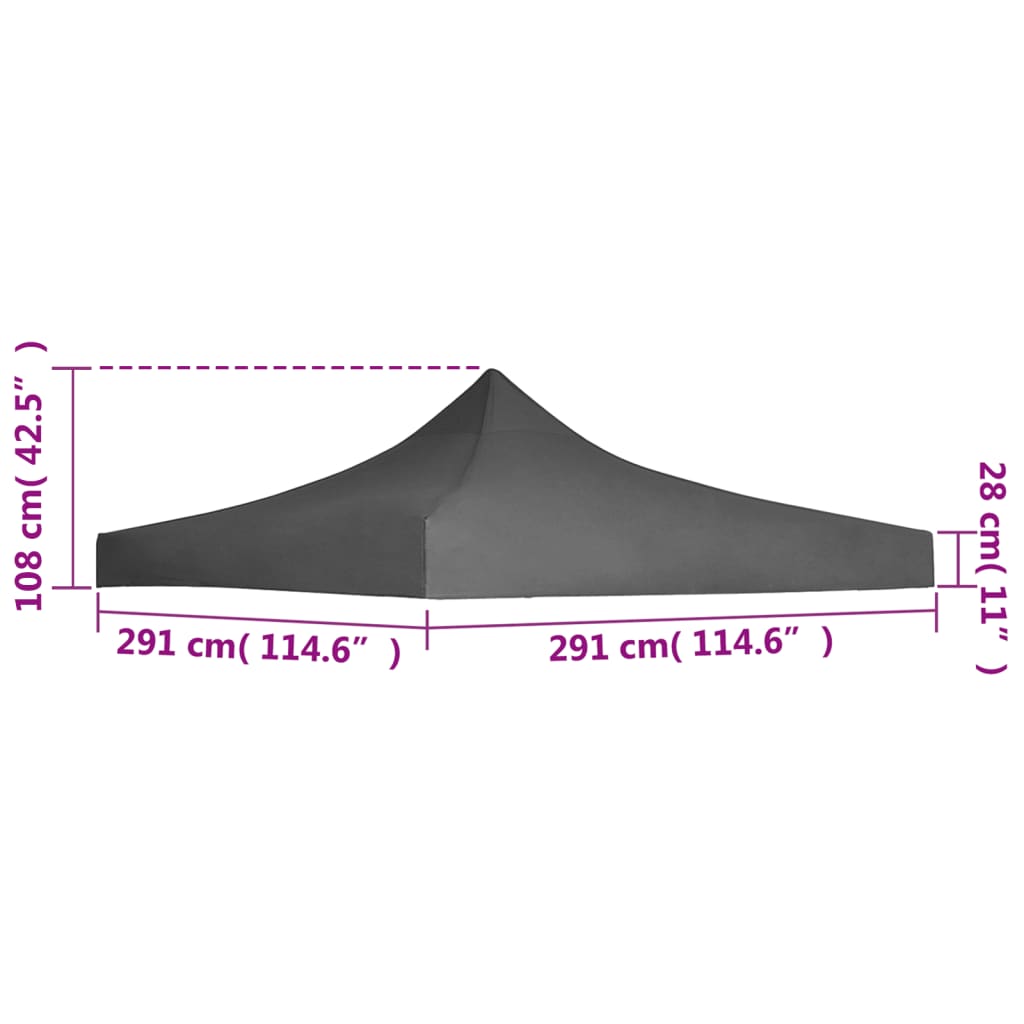 Tetto per Tendone per Feste 3x3 m Antracite 44985