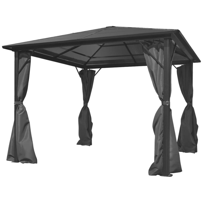 Gazebo con Tenda Antracite in Alluminio 300x300 cm 44889