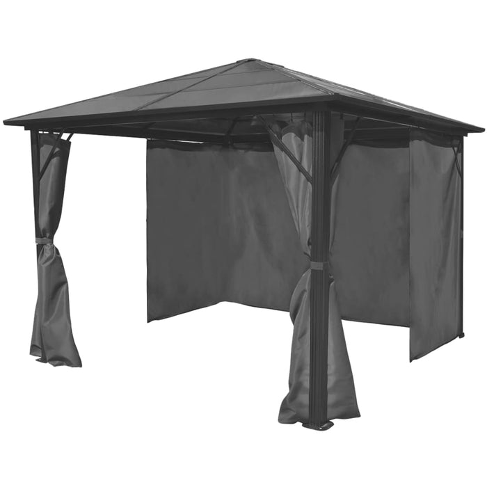 Gazebo con Tenda Antracite in Alluminio 300x300 cm 44889