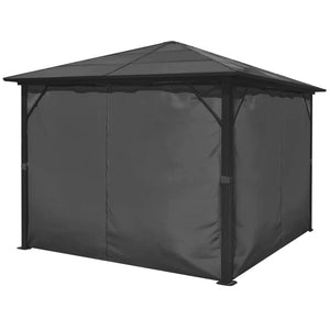 Gazebo con Tenda Antracite in Alluminio 300x300 cm 44889