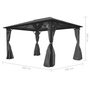 Gazebo con Tenda Antracite in Alluminio 400x300 cm cod mxl 66099