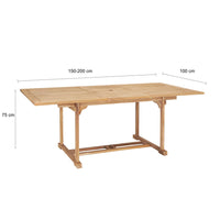 Tavolo da Pranzo Allungabile 150-200x100x75 cm Massello di Teak cod mxl 34117