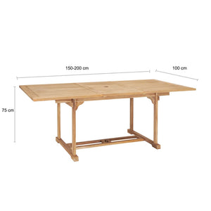 Tavolo da Pranzo Allungabile 150-200x100x75 cm Massello di Teak 44674