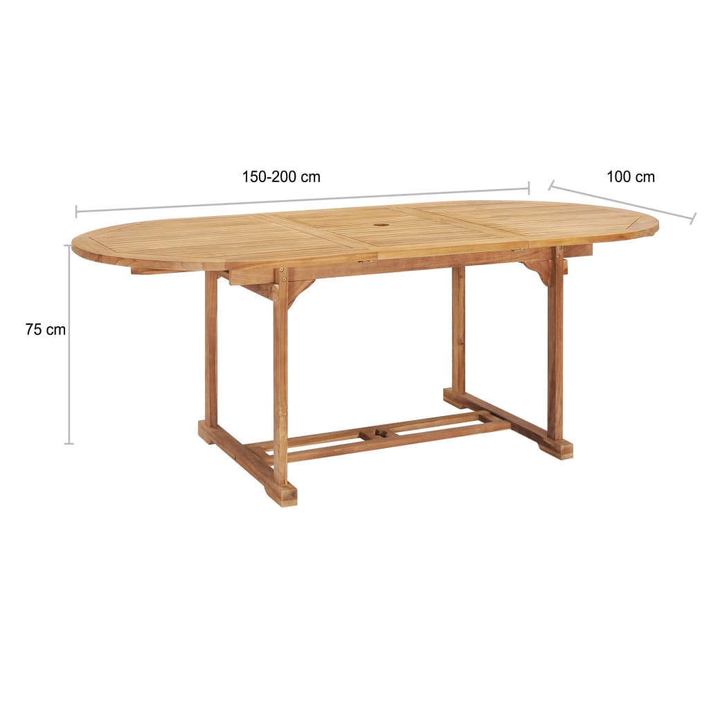 Tavolo da Pranzo Allungabile 150-200x100x75 cm Massello di Teak 44675