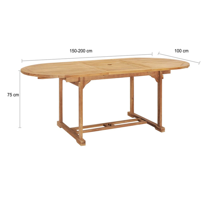 Tavolo da Pranzo Allungabile 150-200x100x75 cm Massello di Teak 44675