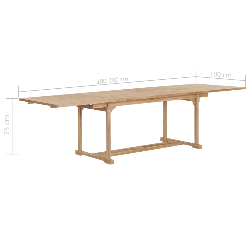 Tavolo da Giardino Allungabile 180-280x100x75 cm in Teak cod mxl 34159