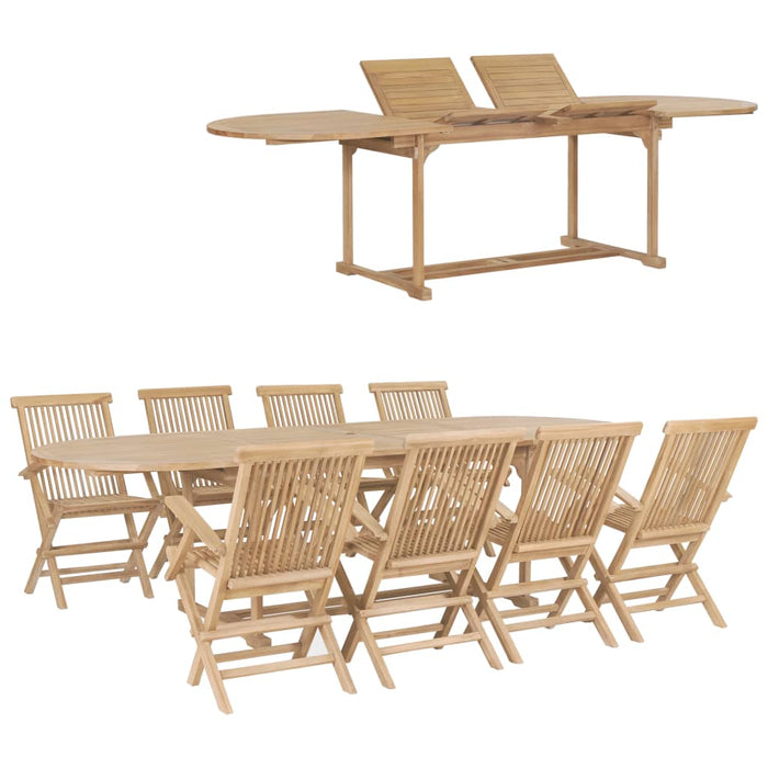 Set da Pranzo per Esterni 9 pz 180-280x100x75 cm Teak Massello 44681