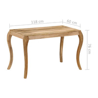 Tavolo da Pranzo in Legno Massello di Mango 118x60x76cm 247113