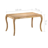 Tavolo da Pranzo in Legno Massello di Mango 135x75x76cm 247114