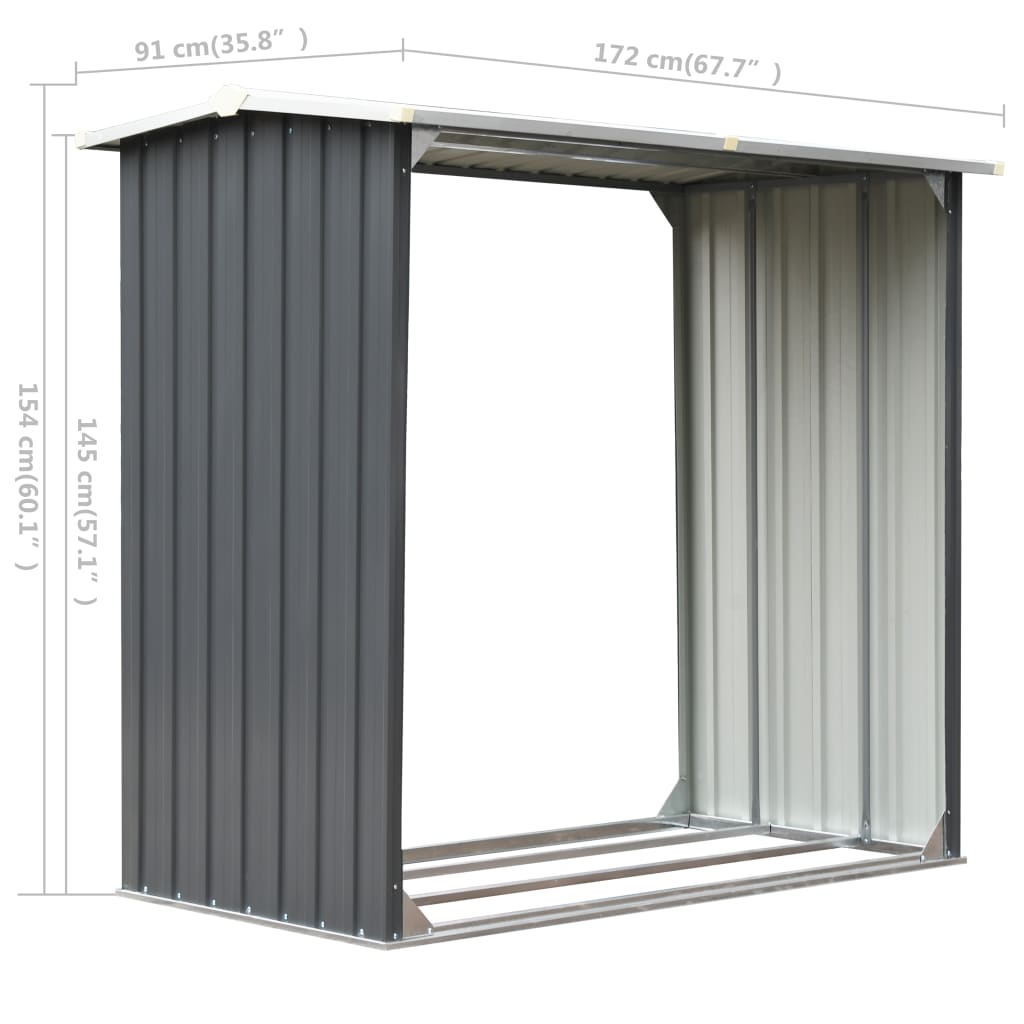 Capannone da Giardino in Acciaio Zincato 172x91x154cm Grigio 44858