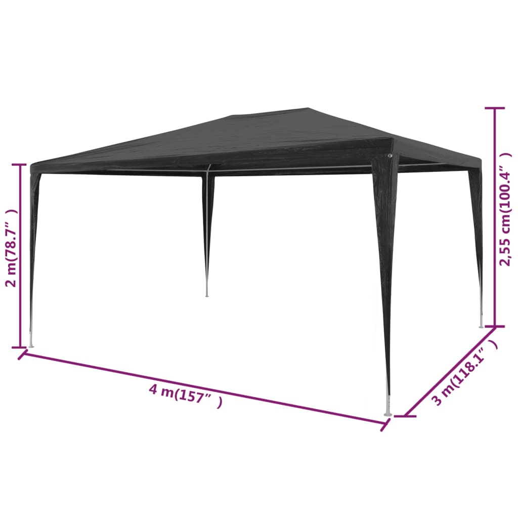 Tendone per Feste in PE 3x4 m Antracite cod mxl 66283