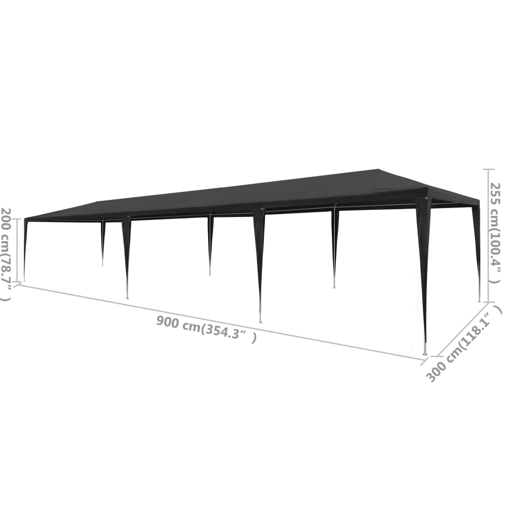 Tendone per Feste in PE 3x9 m Antracite cod mxl 66277