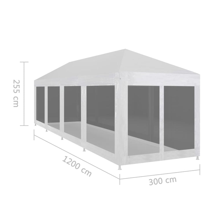 Tenda per Feste con 10 Pareti in Rete 12x3 m