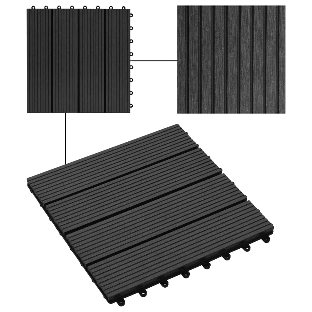 Piastrelle per Decking in WPC 11 pz 30x30cm 1 mq Nero cod mxl 36545