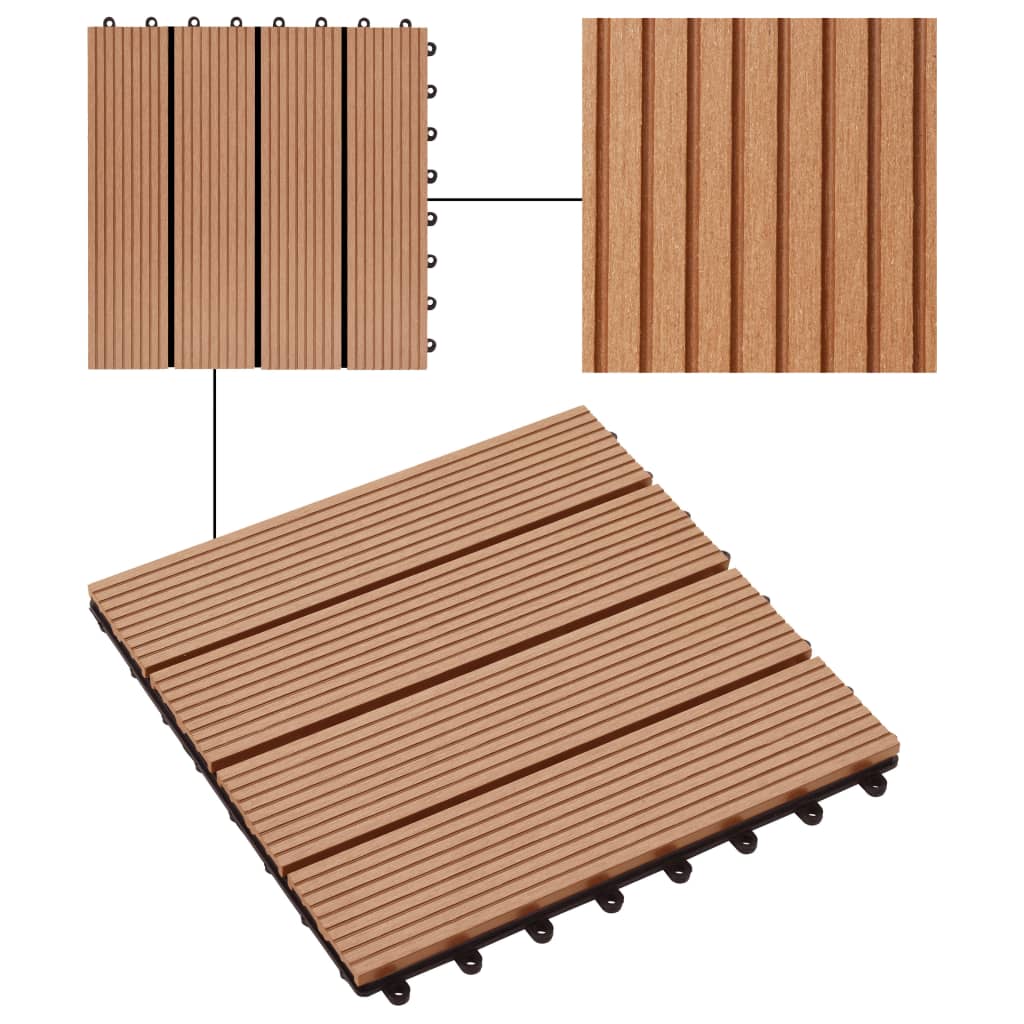 Piastrelle per Decking in WPC 11 pz 30x30cm 1mq Colore Teak cod mxl 36087